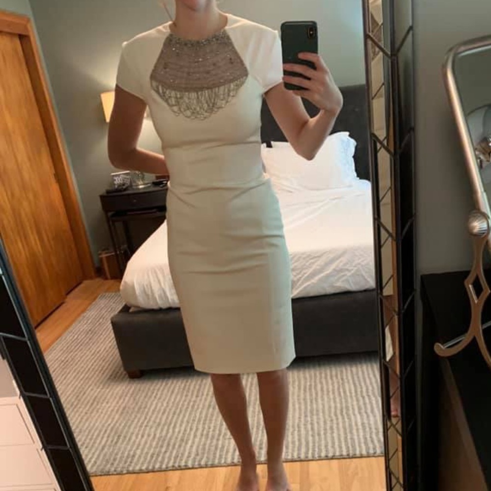 Lela Rose white cocktail dress
